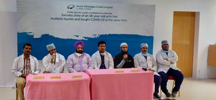  Polytrauma accident victim on life support and infected with Covid 19 virus saved by doctors at Aware Gleneagles Global Hospital